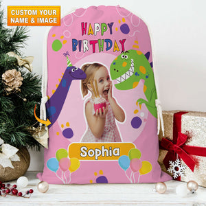 Happy Birthday Dinosaur String Bag Personalized Christmas String Bag