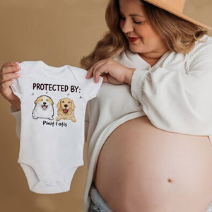 This Baby Protected By Peeking Dogs - Custom Pet And Name - Personalized Baby Onesie - Gift For Pet Lover