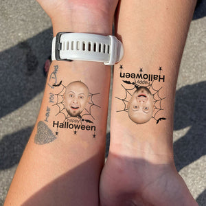 Happy Halloween, Custom Photo Temporary Tattoo, Personalized Tattoo, Fake Tattoo