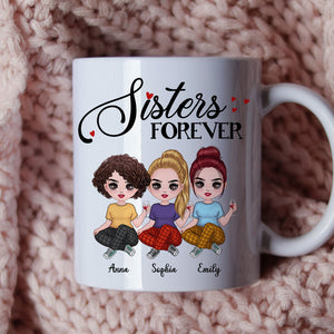 Sisters Forever, Personalized Doll Woman Mug, Gift For Best Friends, Gift For Family