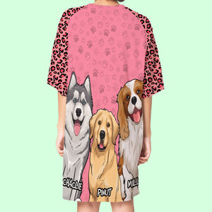 The Snuggle Is Real - Custom Dogs And Names - Personalized 3/4 Sleeve Dress