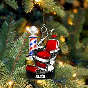 Custom Barber Chair Ornament, Personalized Ornament