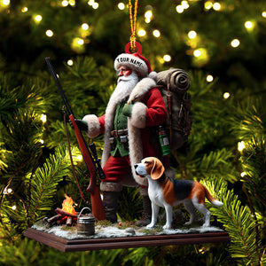 Santa And Dog Christmas Ornament, Personalized Ornament