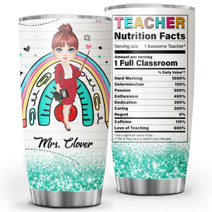 Awesome Doll Teacher - Nutrition Facts Amount Per Serving One Full Classroom , Personalized Tumbler, Gift For Teacher, Back To School