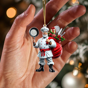 The Chef Santa Coming Christmas Ornament, Personalized Ornament