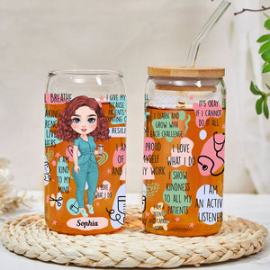 Nurse Daily Affirmations - Custom Appearance And Name - Personalized Glass Bottle, Frosted Bottle, Gift For Nurse