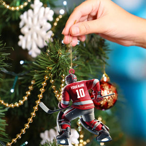 Hockey Player Christmas Ornament, Personalized Ornament