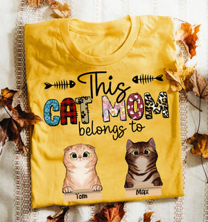 This Cat Mom Belongs To Personalized T-Shirt, Gift For Cat Lover