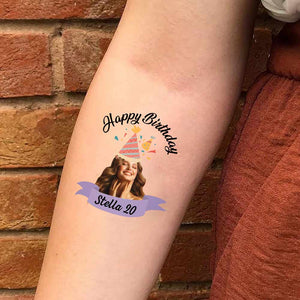 Wish Birthday, Custom Photo And Text Temporary Tattoo, Personalized Tattoo, Fake Tattoo