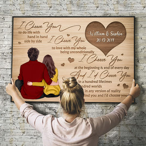 I Choose You At The Beginning & End Of Every Day - Personalized Appearances And Texts Canvas - Family Decor, Couple Gift