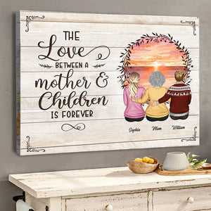 Mother and Children Love - Personalized Canvas - Gift For Pet Lover, Family Decor