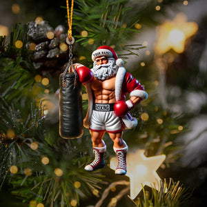 Boxing Santa Christmas Home Decor Christmas Ornament, Personalized Ornament