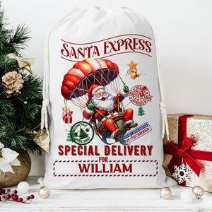 Santa Express Special For Custom Text, Personalized String Bag, Christmas Gift