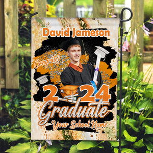 Congrats Graduate 2024 - Custom Photo And Texts Graduation Flag - Graduation Gift