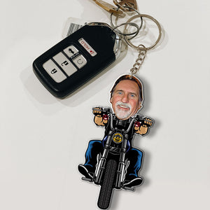 Biker Cartoon - Custom Photo, Personalized Acrylic Keychain