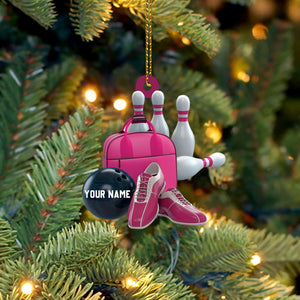 Bowling Set Christmas Ornament, Personalized Ornament