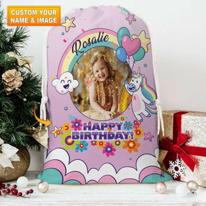 Happy Birthday Party Pink Bag Personalized Christmas String Bag