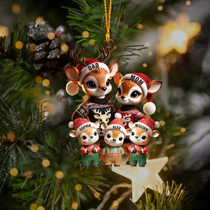 Deer Family Decor Christmas Ornament, Personalized Ornament