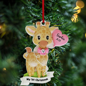 Baby Deer First Christmas Kid , Custom Appearance And Name- Personalized Ceramic Ornament - Gift For Christmas, Gift For Family