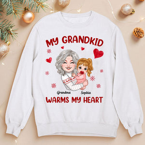 My Grandkid Warms My Heart, Custom Appearance And Names - Personalized T-Shirt - Gift For Family