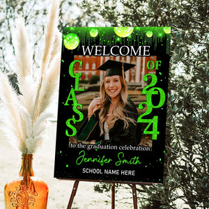 Welcome Class Of 2024 Celebration Custom Party Welcome Sign - Custom Photo And Texts Grad Party Sign - Personalized Graduation Decoration - Graduation Sign