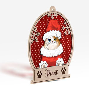 Cutie Cat With Costume - Christmas Gift For Cat Lovers - Personalized Custom Shaped Wooden Ornament