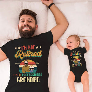 Personalized Retired Grandpa & Baby Shirt, Gift For Grandpa & Grandkid