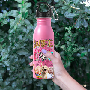 Wife Mother Dog Lover - Custom Photo And Name - Personalized Stainless Steel Bottle - Gift For Dog Lover