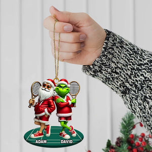 Santa And ELF Christmas Ornament, Personalized Ornament, Tennis Christmas Gift