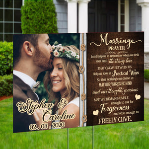 Personalized Wedding Prayer Lawn Sign, Marriage Player, Gift For Wedding Day