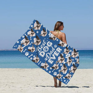 Custom beach dog and cat photo beach towel, a gift for pet lovers