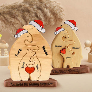 Christmas Personalized Wooden Bears Family - Puzzle Wooden Bears Family - Wooden Pet Carvings