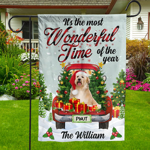 Merry Christmas Pet - Personalized Pet Photo, Name And Family Name Flag - Christmas Gift, Gift For Pet Lovers