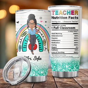 Awesome Doll Teacher - Nutrition Facts Amount Per Serving One Full Classroom , Personalized Tumbler, Gift For Teacher, Back To School