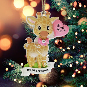 Baby Deer First Christmas Kid , Custom Appearance And Name- Personalized Ceramic Ornament - Gift For Christmas, Gift For Family