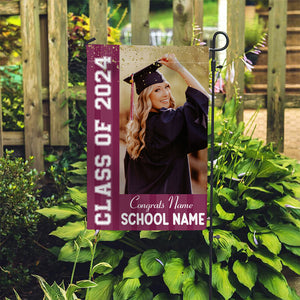 Congrats Class Of 2024 - Custom Photo And Texts Graduation Flag - Graduation Gift