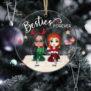 Christmas Besties Forever - Personalized Acrylic Ornament - Gift For Family, Xmas Gift