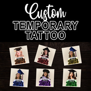 Class Of 2024, Custom Your Photo And Your Name Temporary Tattoo, Personalized Photo And Name, Fake Tattoo, Graduation Gift