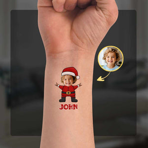 Christmas Santa Costume, Custom Photo And Text Temporary Tattoo, Personalized Tattoo, Fake Tattoo