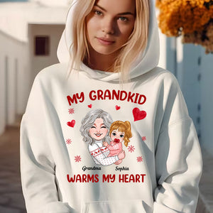 My Grandkid Warms My Heart, Custom Appearance And Names - Personalized T-Shirt - Gift For Family