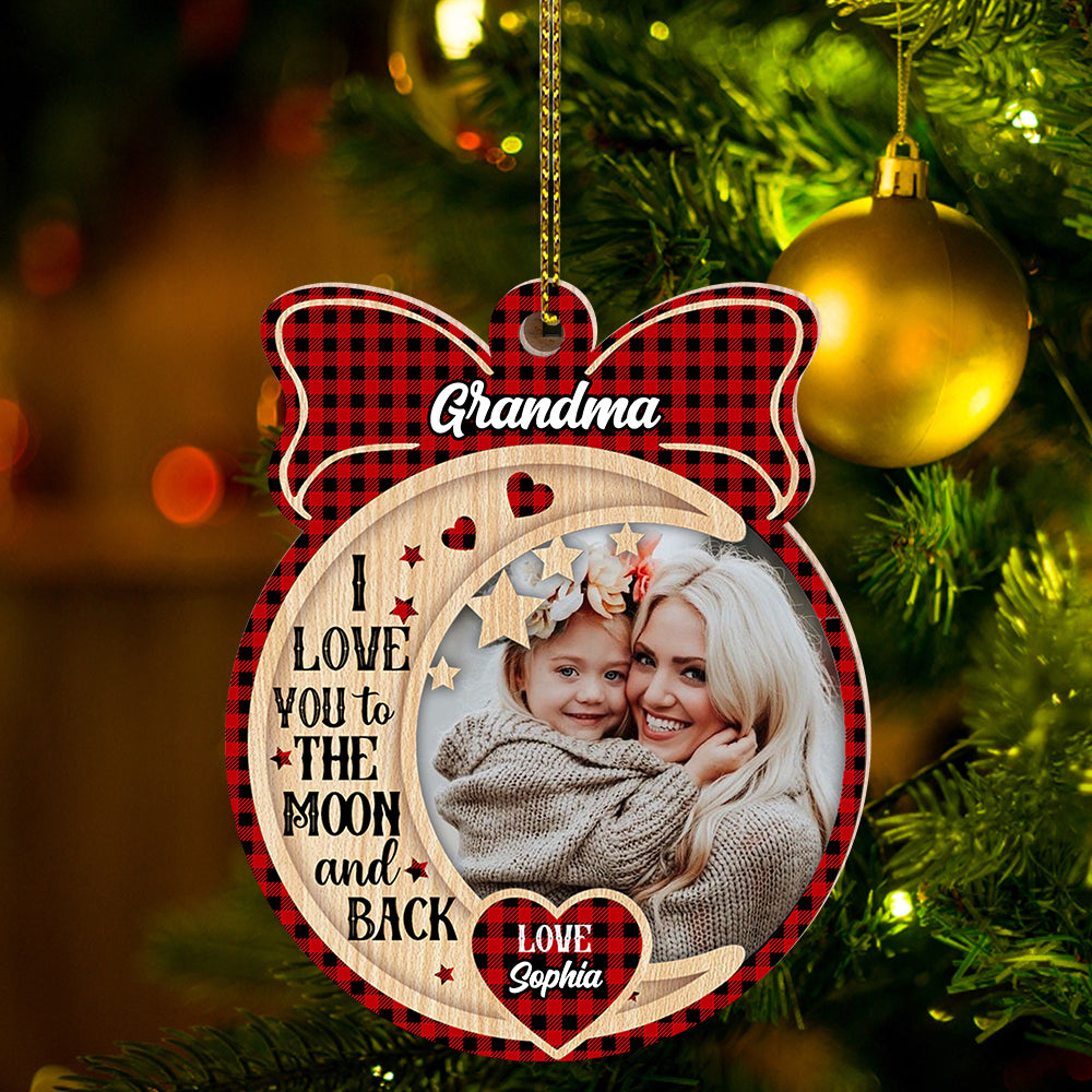 Personalized Custom Wooden Ornament - I Love You To The Moon And Back - Gift For Family