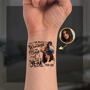 It's The Most Wonderful Time, Custom Face Photo And Texts Temporary Tattoo, Personalized Tattoo, Fake Tattoo