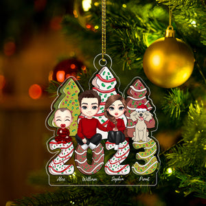 Family And Christmas Tree With Baby and Dog, Merry Christmas 2023 - Personalized Acrylic Ornament - Gift For Family, Xmas Gift