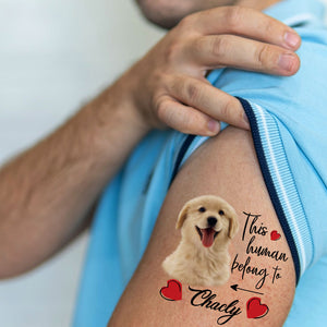 Temporary Tattoo With Personalized Photo Cutie Puppy Tattoo, Text Name, Fake Tattoo, Gift For Pet Lover