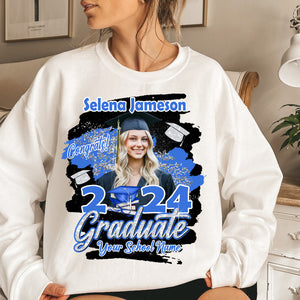 Congrats Graduate 2024 - Custom Photo And Texts Graduation Gift - Personalized Sweatshirt