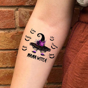 Witch Hat, Custom Texts Temporary Tattoo, Personalized Tattoo, Fake Tattoo