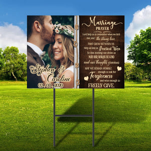 Personalized Wedding Prayer Lawn Sign, Marriage Player, Gift For Wedding Day