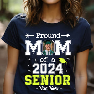 Proud Dad Mom Of 2024 Senior, Custom Name, Photo And Background Graduation - Gift For Graduation - Personalized Shirt