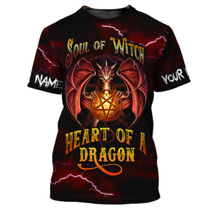 Dragon -  Soul Of A Witch Heart Of A Dragon - Custom Name - Personalized 3D Shirt, Halloween Gift