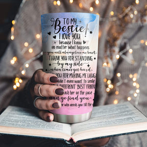 To My Bestie I Love You, Thank You To Standing By My Side, Personalized Camping Besties Tumbler, Gift For Best Friend